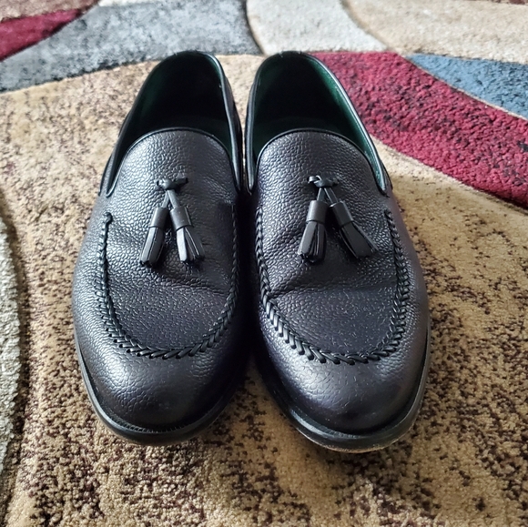 Mezlan Black Pebbled Leather Tassel Slip On Loafers 13559 Size 11 M - Picture 11 of 12
